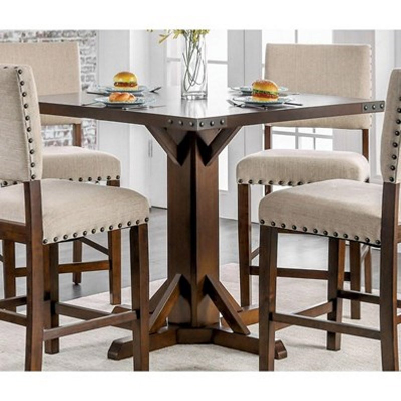 Gracie Oaks Cogan Counter Height Extendable Solid Wood Dining Table